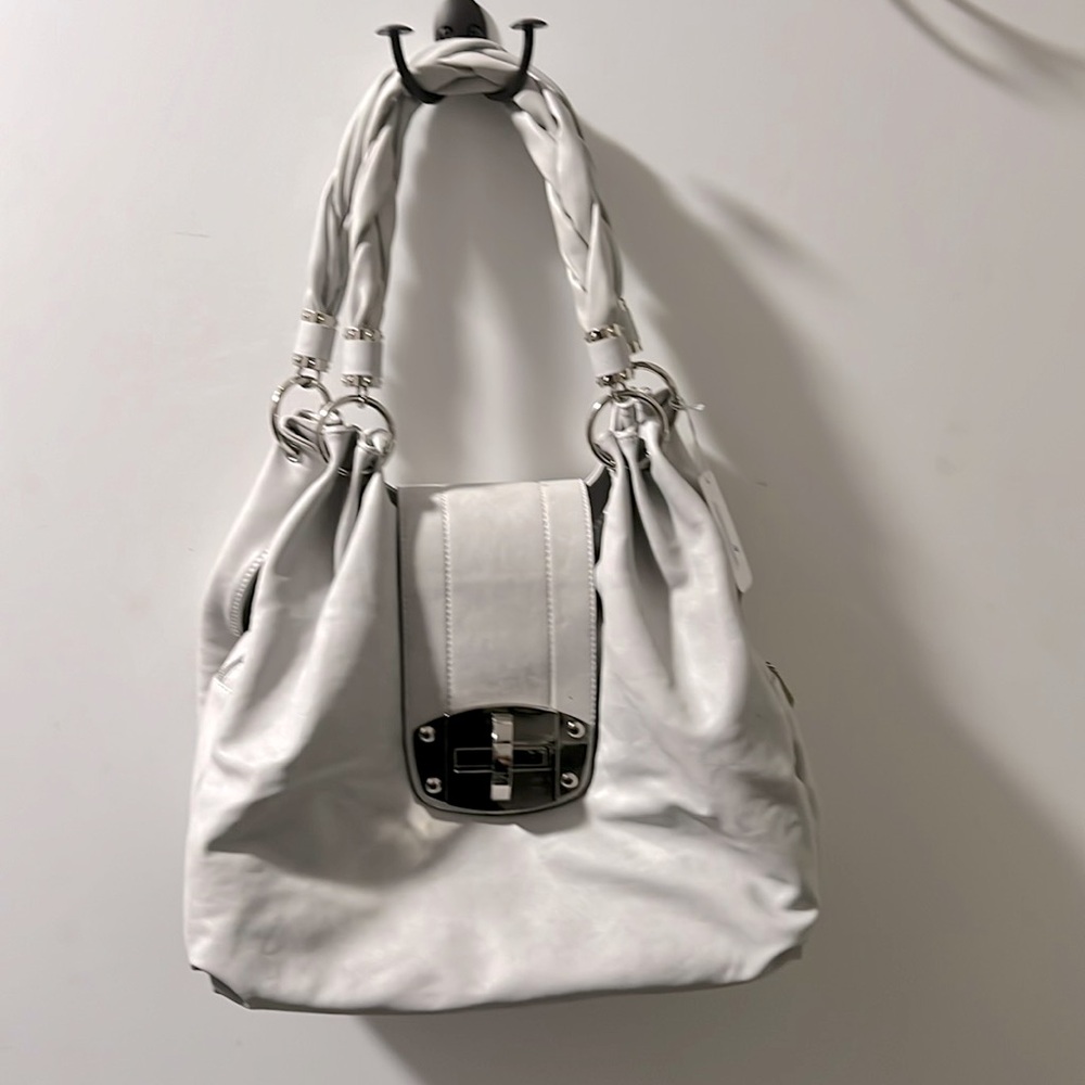 Charming Charlie White Braided-Handle Shoulder Bag